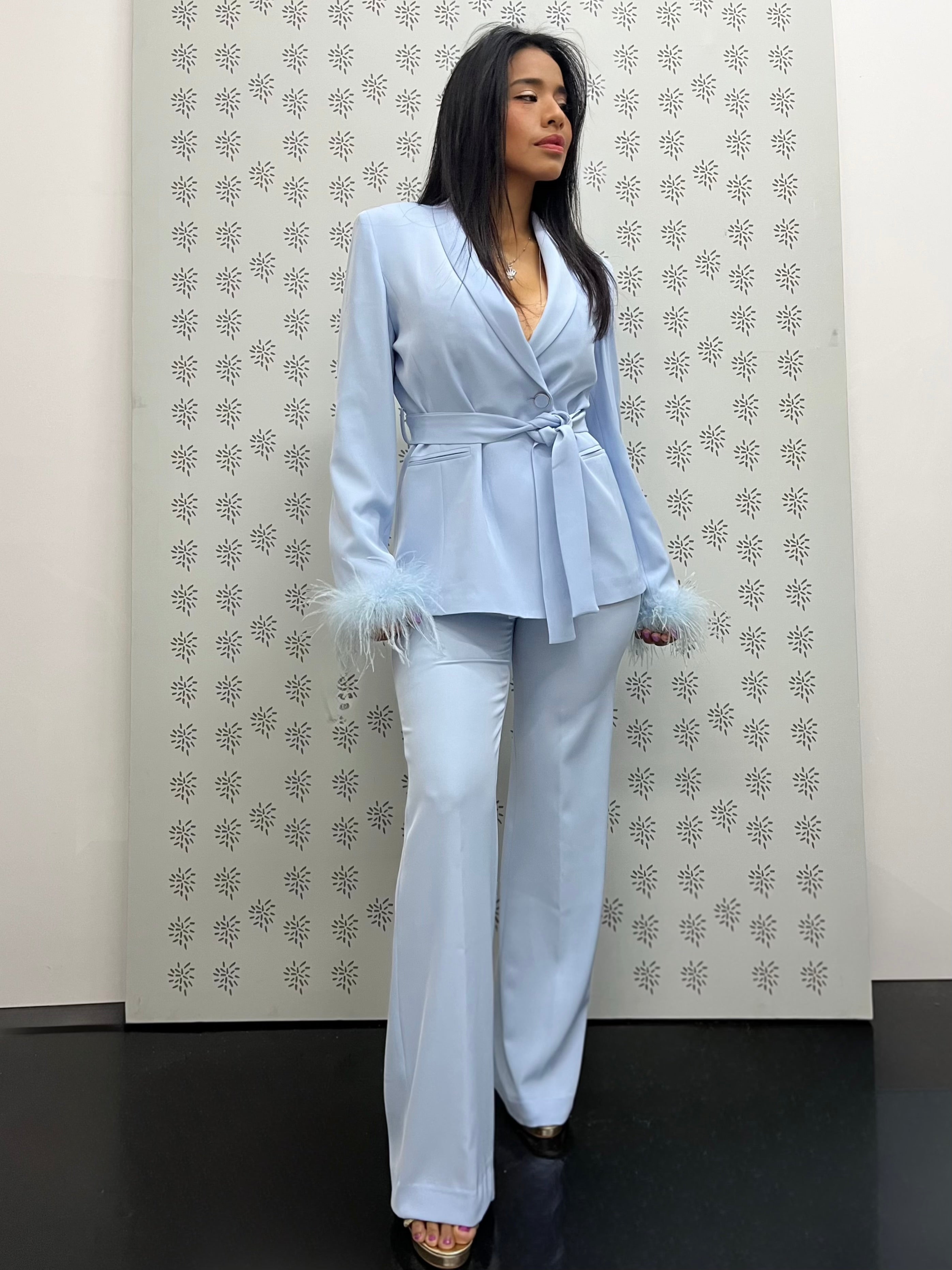Tailleur plume celeste
