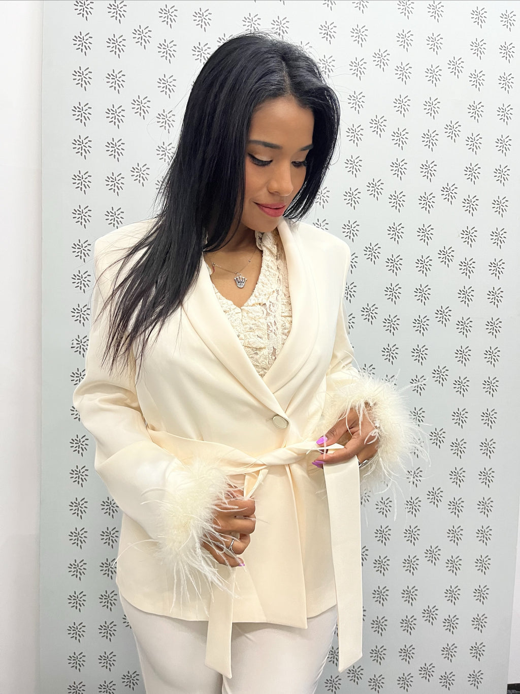 Tailleur plume bianco