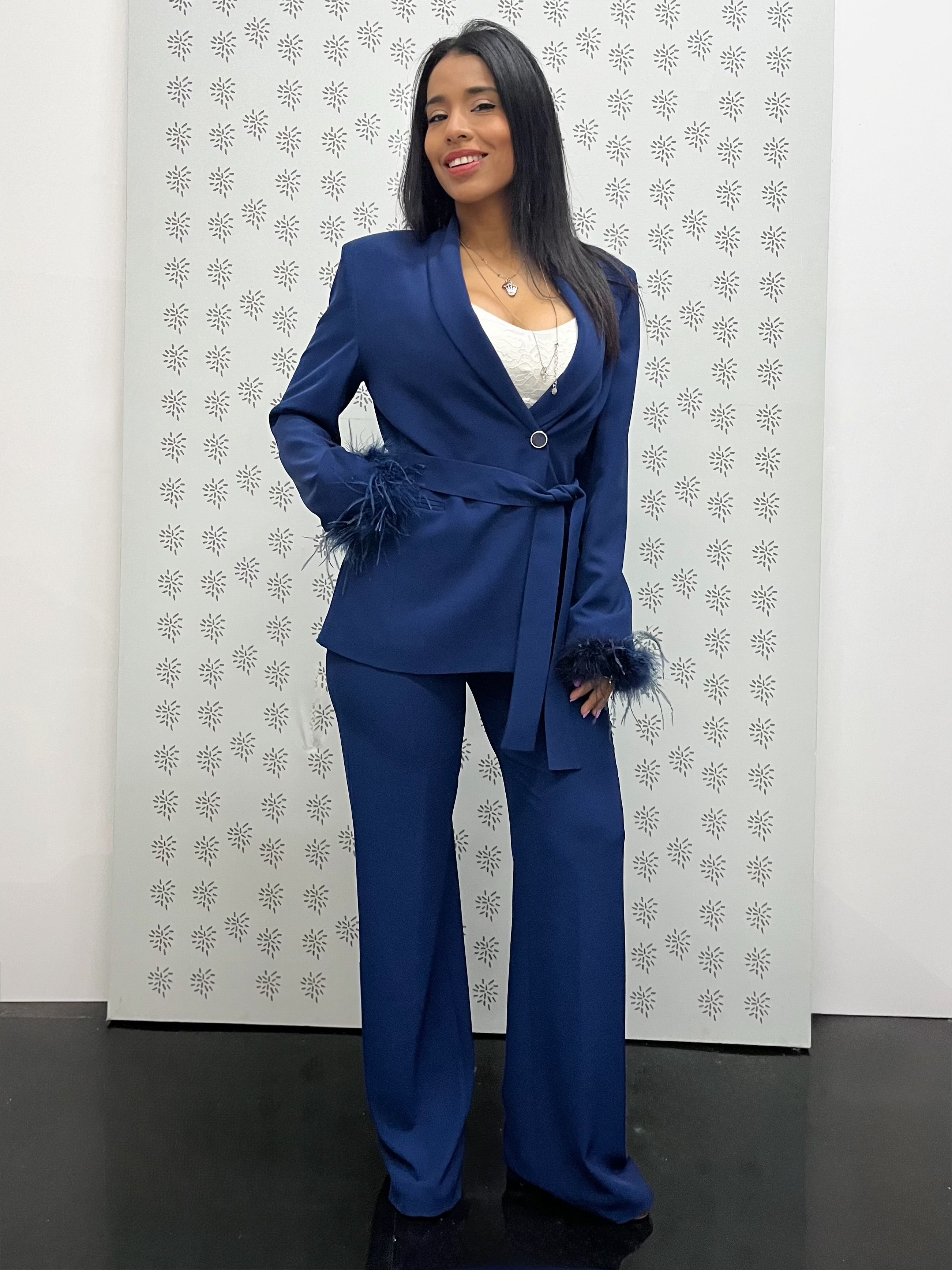 Tailleur plume blu